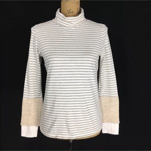 Studio Clip Top S Turtleneck White Gray Stripe